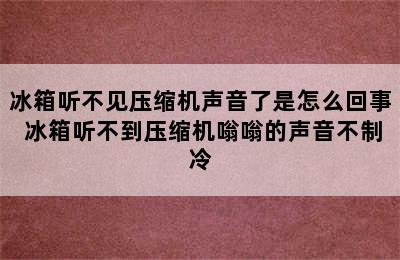 冰箱听不见压缩机声音了是怎么回事 冰箱听不到压缩机嗡嗡的声音不制冷